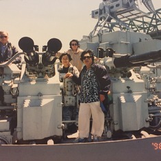 Trip to Fall River, MA.  Dad still loved the guns and gear.  On the Battleship USS Massachusetts.