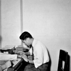 Dad working at office desk_