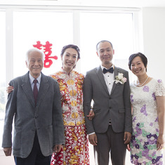 Dad and Yan, Max and Phoebe on their wedding day.