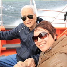 Dad and Yan boating