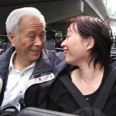 Dad and Yan in Hong Kong on Peak bus