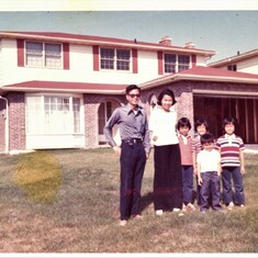 The Chius at their first home in Canada, Oct 1974