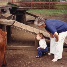 A fond memory ... a few minutes later, that same calf gave Alexander a kick and he had a black eye.  He didn't even cry, he was so surprised.