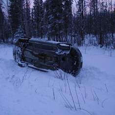 car flipped on our way back from Chena Hot Springs to Fairbanks, Alaska February 2011