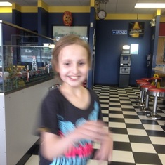 Zoe’s 11th bday - she was iv fed, but wanted to go to her train restaurant. Her grandmother didnt want to go, so it was just the 2 of us and we played skee-ball for hours.