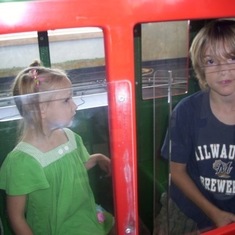Zoe and her brother Ethan riding the train at her favorite train resturant
