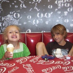 Ethan and Zoe at McDonalds summer after she was all done with chemo & radiation