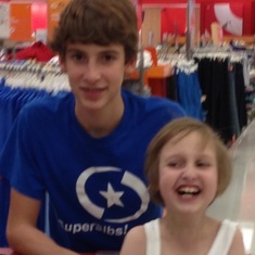 Zoe and Ethan in Target after Bill cosigned on my apartment so  we temporarily had a safe place  to live