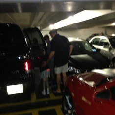 Bill, Zoe and Ethan at Tysons Mall parking garage
