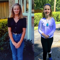 At age 14:  Mom and Zoe standing alike