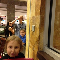 Zoe, Duncan and Ethan at Tyson's Mall in Fairfax, VA